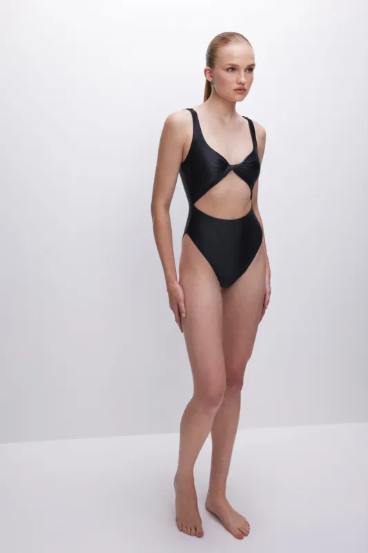 SATIN CUT OUT SWIMSUIT | BLACK001 sold by Good American