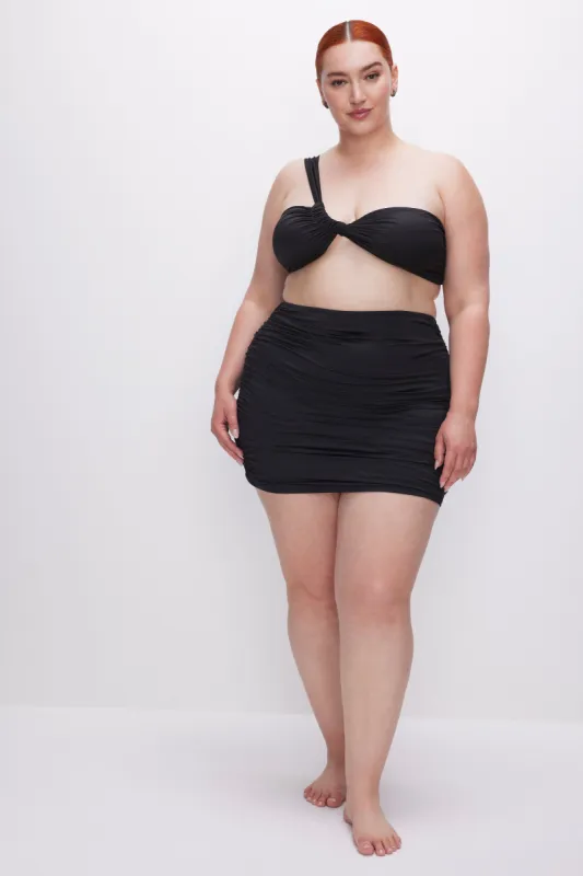 SATIN RUCHED MINI SKIRT | BLACK001 sold by Good American