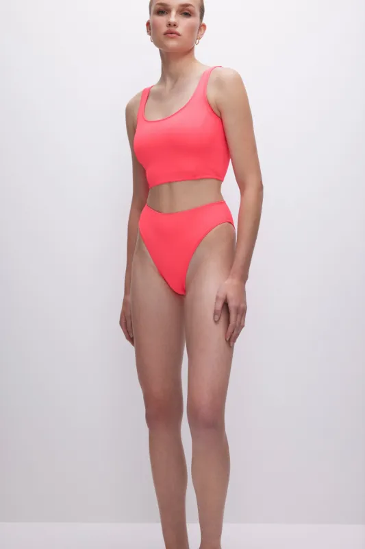 COMPRESSION CHEEKY SWIM BOTTOM | FIERY CORAL 002 sold by Good American