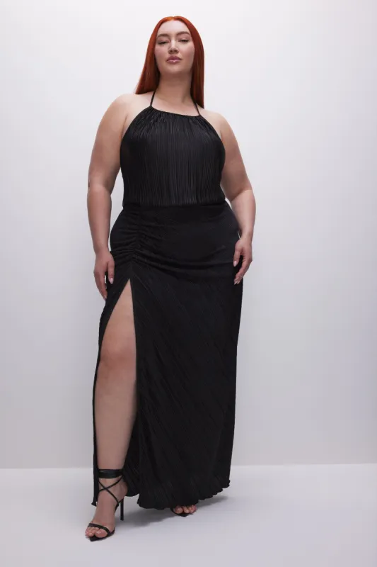 ALWAYS FITS PLISSÉ MAXI SKIRT | BLACK001 sold by Good American