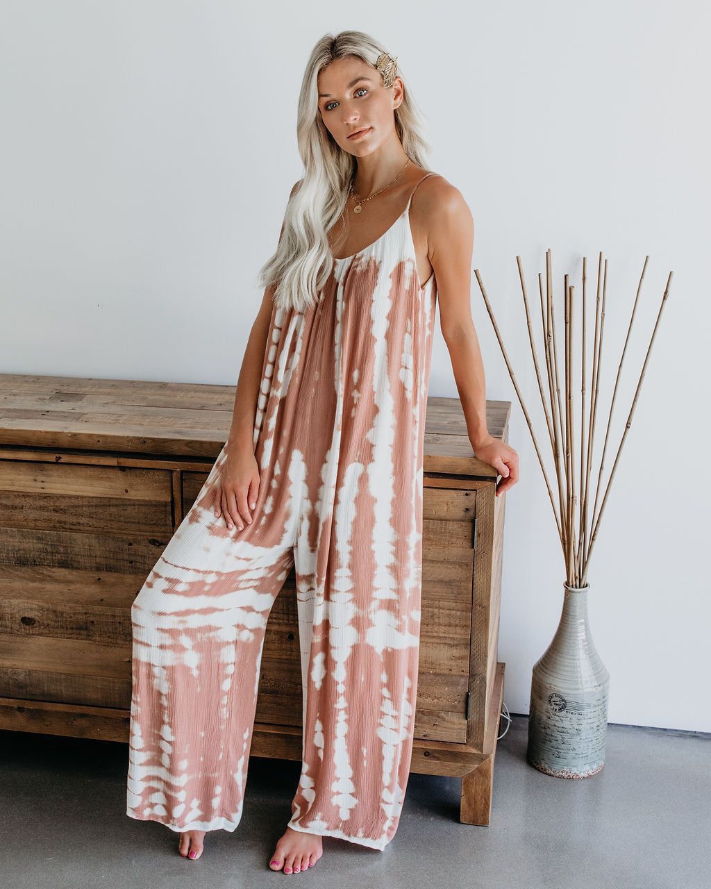 Leopard Tie Dye Printed Cami Jumpsuit #127978 sold by Goodnight Macaroon product image thumbnail 3