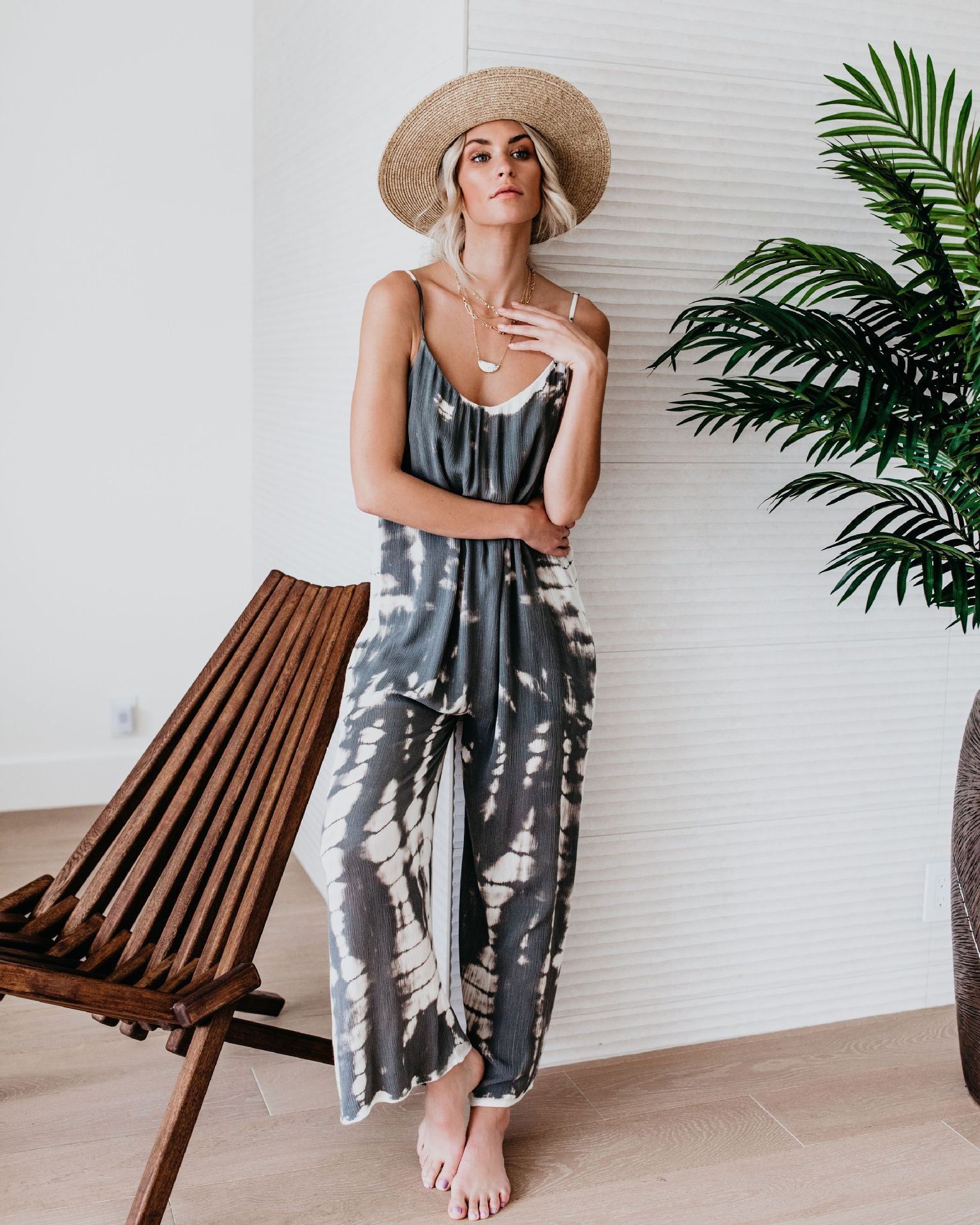 Leopard Tie Dye Printed Cami Jumpsuit #127978 sold by Goodnight Macaroon product image thumbnail 7