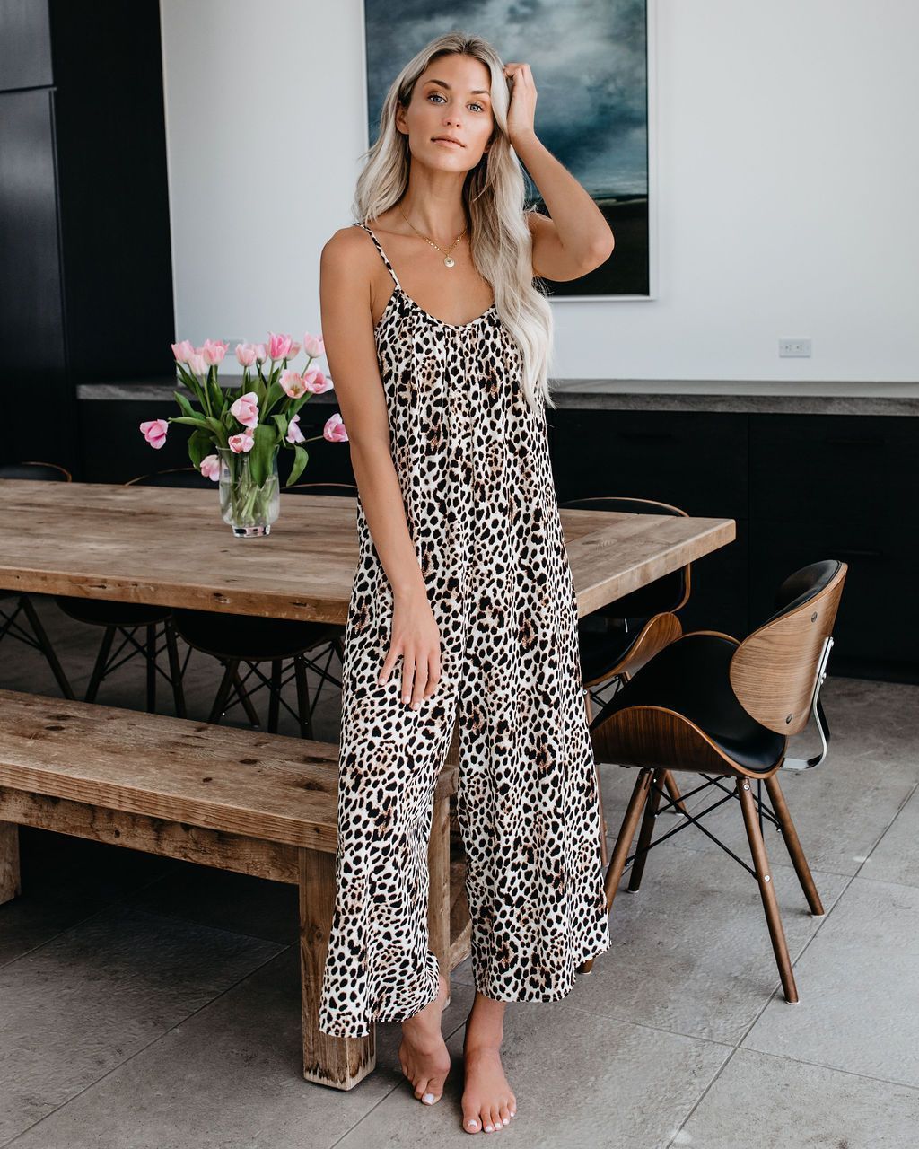 Leopard Tie Dye Printed Cami Jumpsuit #127978 sold by Goodnight Macaroon