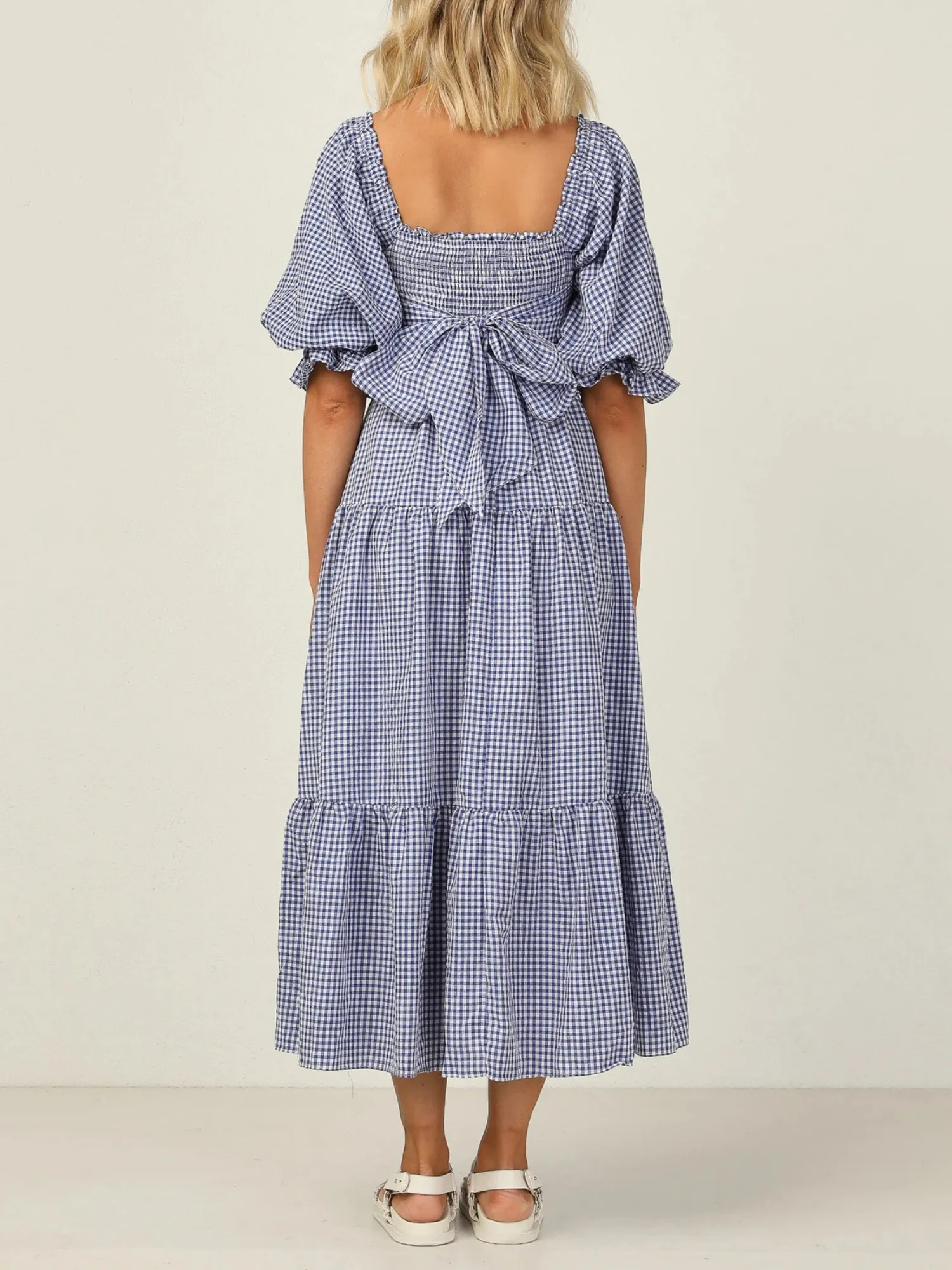 'Lorraine' Square-neck Gingham Maxi Dress sold by Goodnight Macaroon product image thumbnail 3