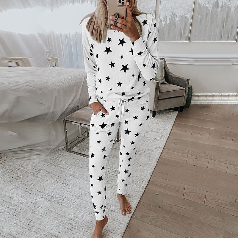 Star Printed Long Sleeve Casual Pajamas Loungwear Set sold by Goodnight Macaroon product image thumbnail 4