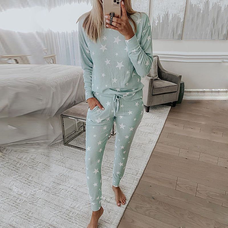 Star Printed Long Sleeve Casual Pajamas Loungwear Set sold by Goodnight Macaroon product image thumbnail 9