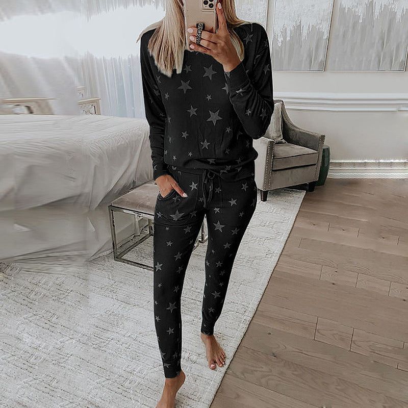 Star Printed Long Sleeve Casual Pajamas Loungwear Set sold by Goodnight Macaroon product image thumbnail 10