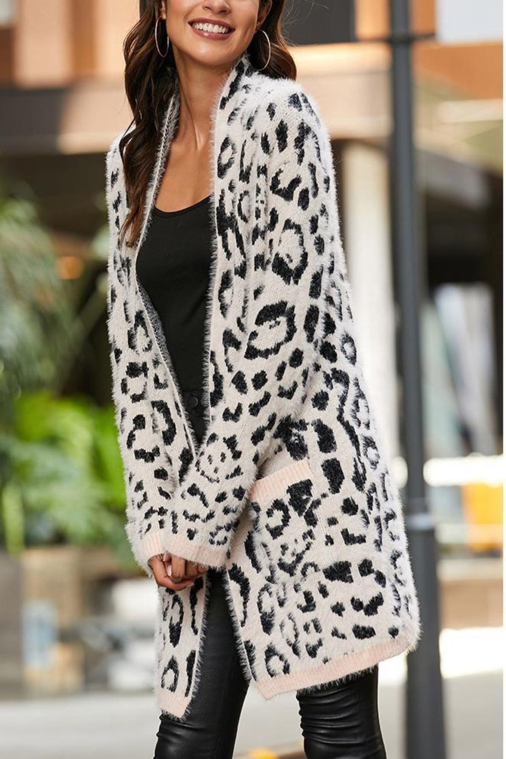 'Dola' Leopard Knitted Cardigan (3 COLORS) sold by Goodnight Macaroon product image thumbnail 3