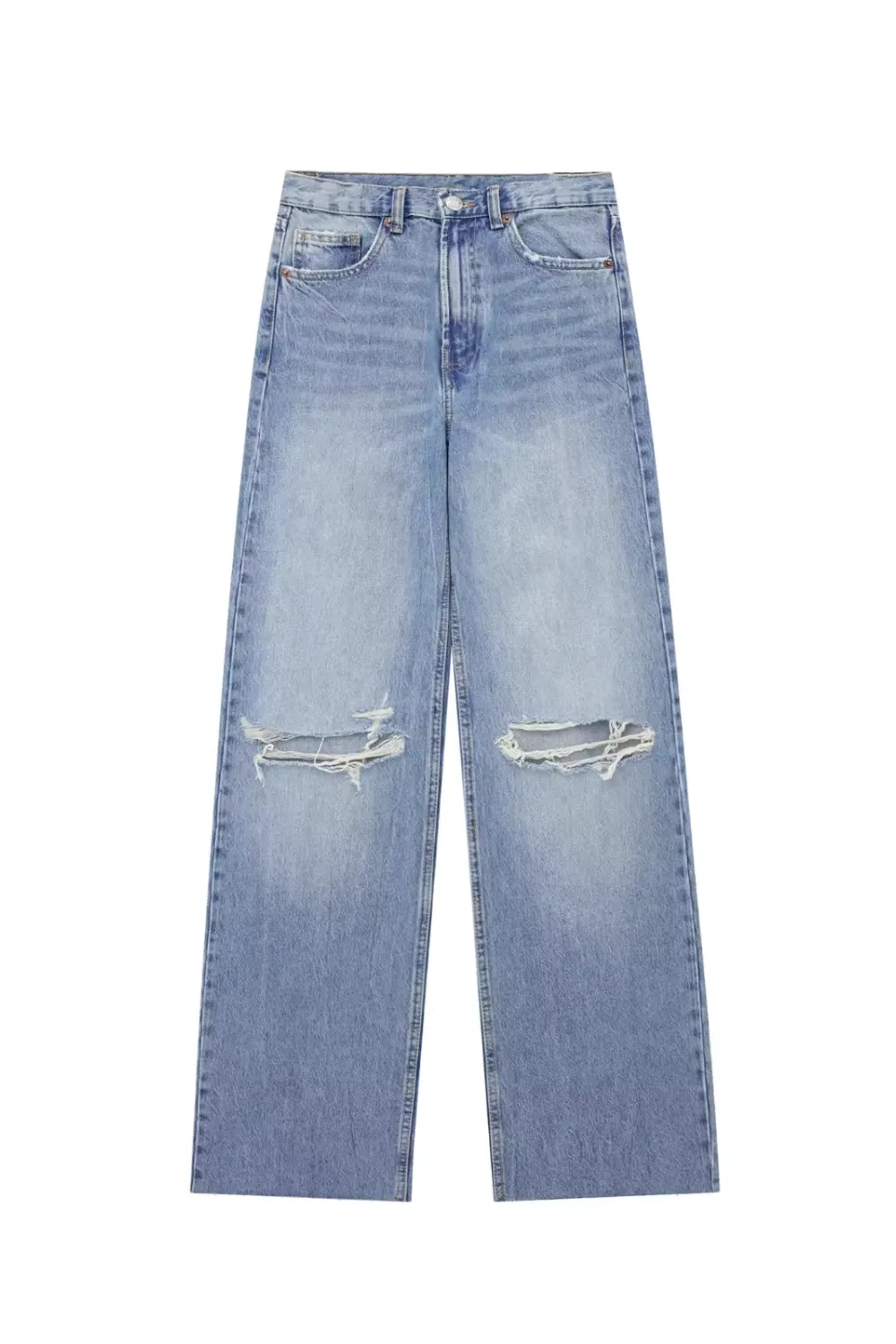 'Dani' High-Waist Washed Ripped Wide Leg Jeans (2 Colors) sold by Goodnight Macaroon product image thumbnail 2