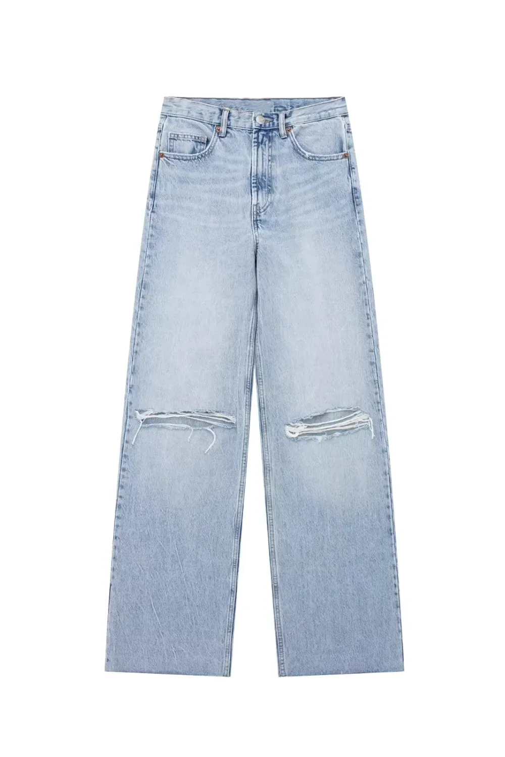 'Dani' High-Waist Washed Ripped Wide Leg Jeans (2 Colors) sold by Goodnight Macaroon