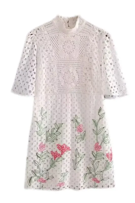 'Lillian' Embroidery Crochet Dress made by Goodnight Macaroon