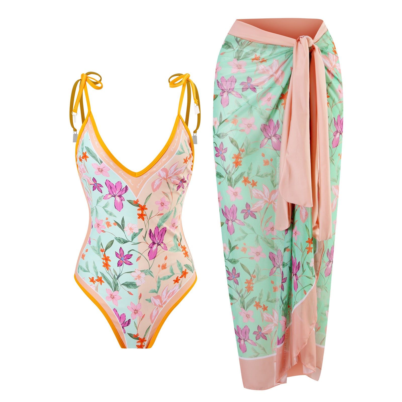 Floral One Piece Swimsuit & Skirt #165881 sold by Goodnight Macaroon product image thumbnail 4