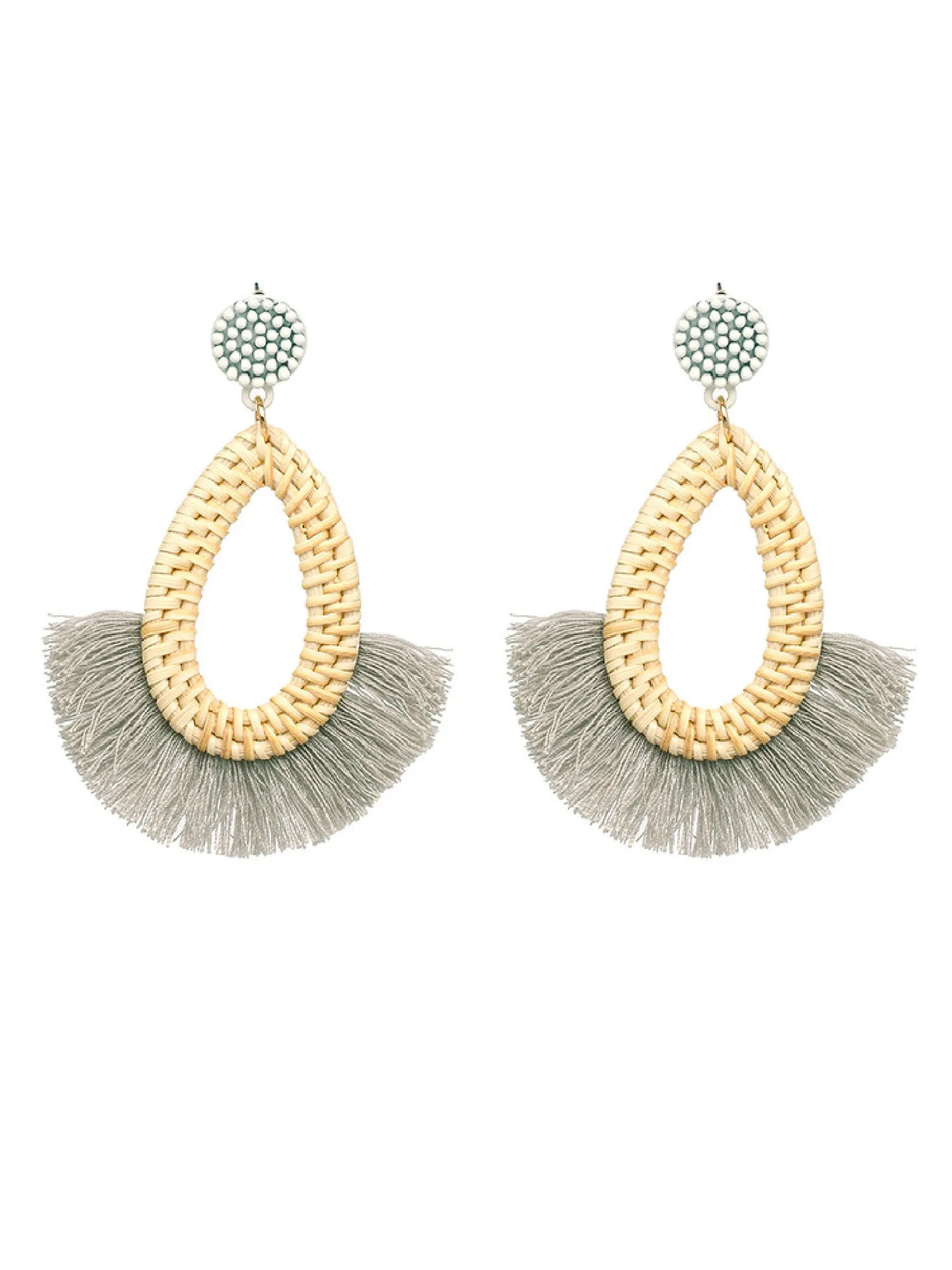 'Keira' Rattan Fringe Earrings (5 Colors) sold by Goodnight Macaroon product image thumbnail 4