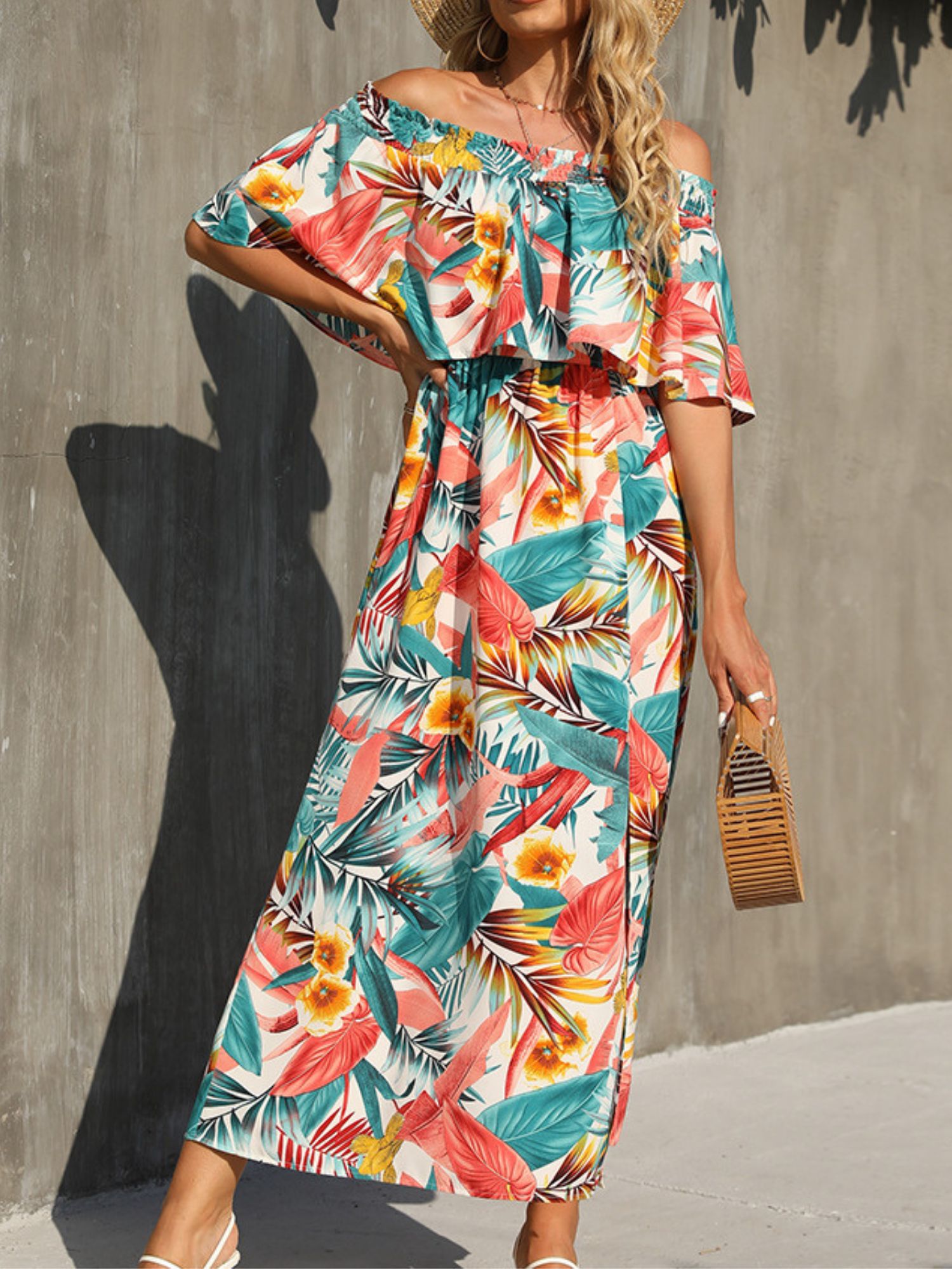 'May' Floral Printed Off The Shoulder Maxi Dress sold by Goodnight Macaroon