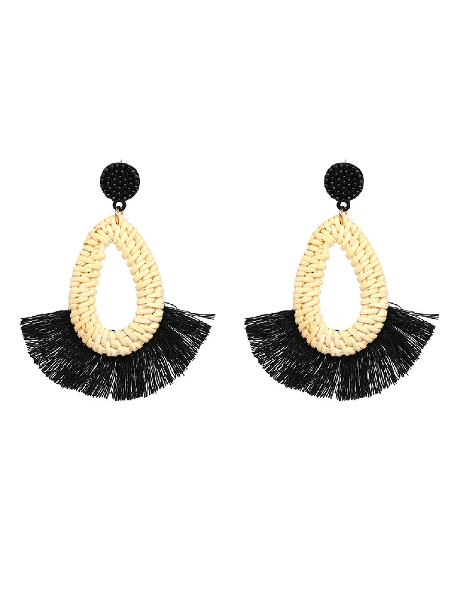 'Keira' Rattan Fringe Earrings (5 Colors) sold by Goodnight Macaroon product image thumbnail 3