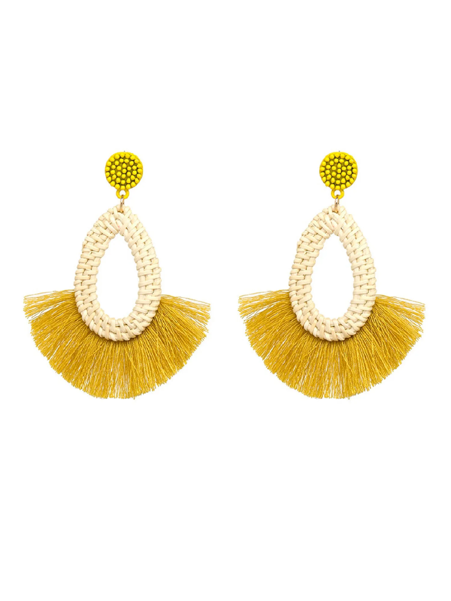 'Keira' Rattan Fringe Earrings (5 Colors) sold by Goodnight Macaroon product image thumbnail 2