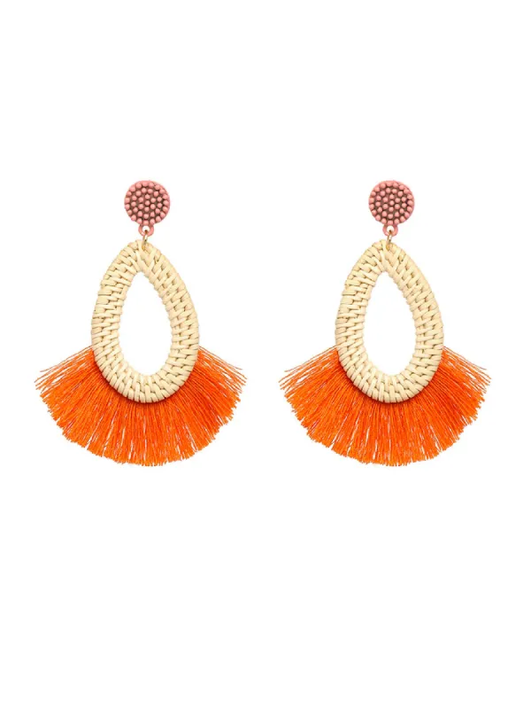 'Keira' Rattan Fringe Earrings (5 Colors) sold by Goodnight Macaroon