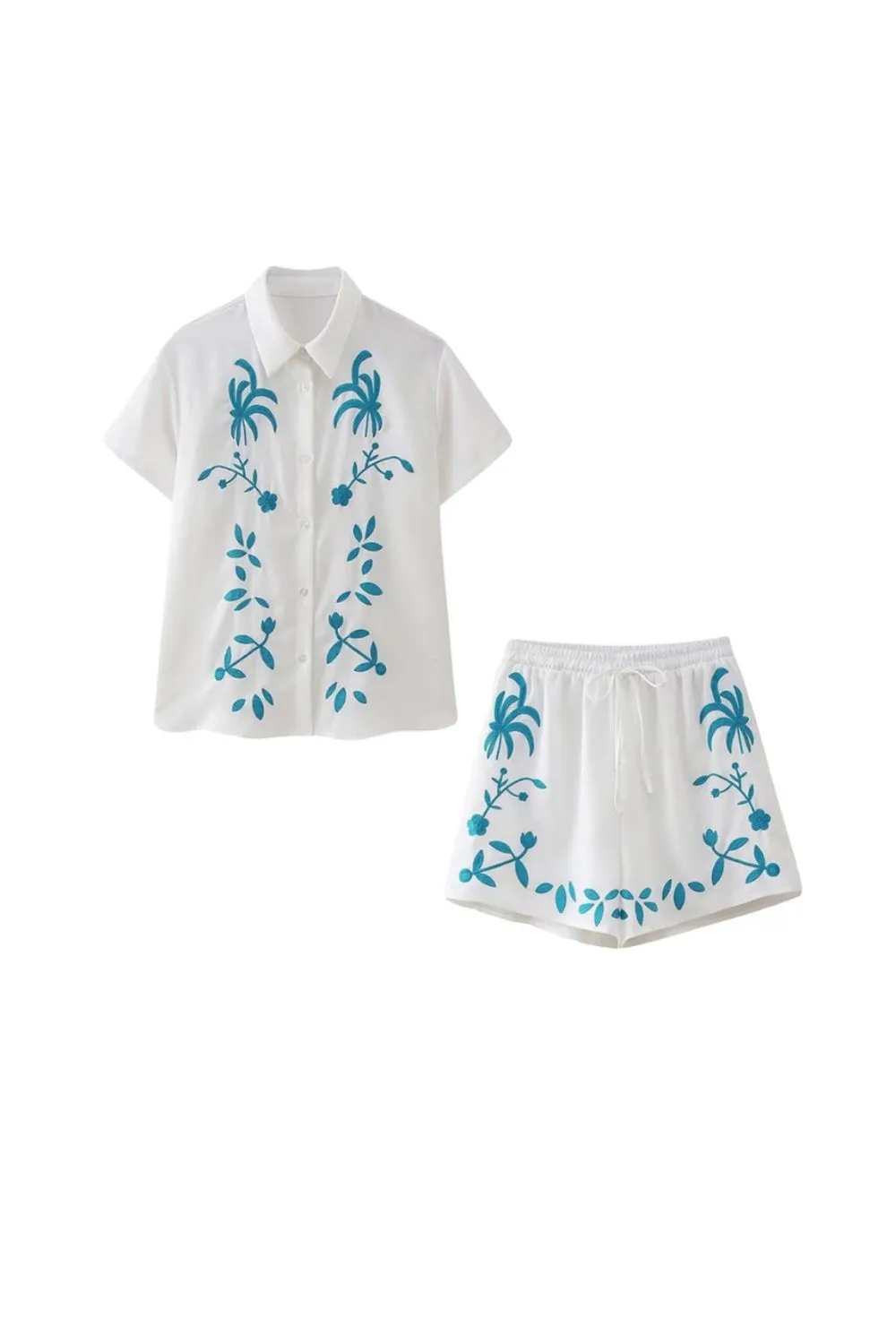 'Yevgeniya' Embroidered Short Sleeve Shirt & Shorts (Sold Seperately) sold by Goodnight Macaroon
