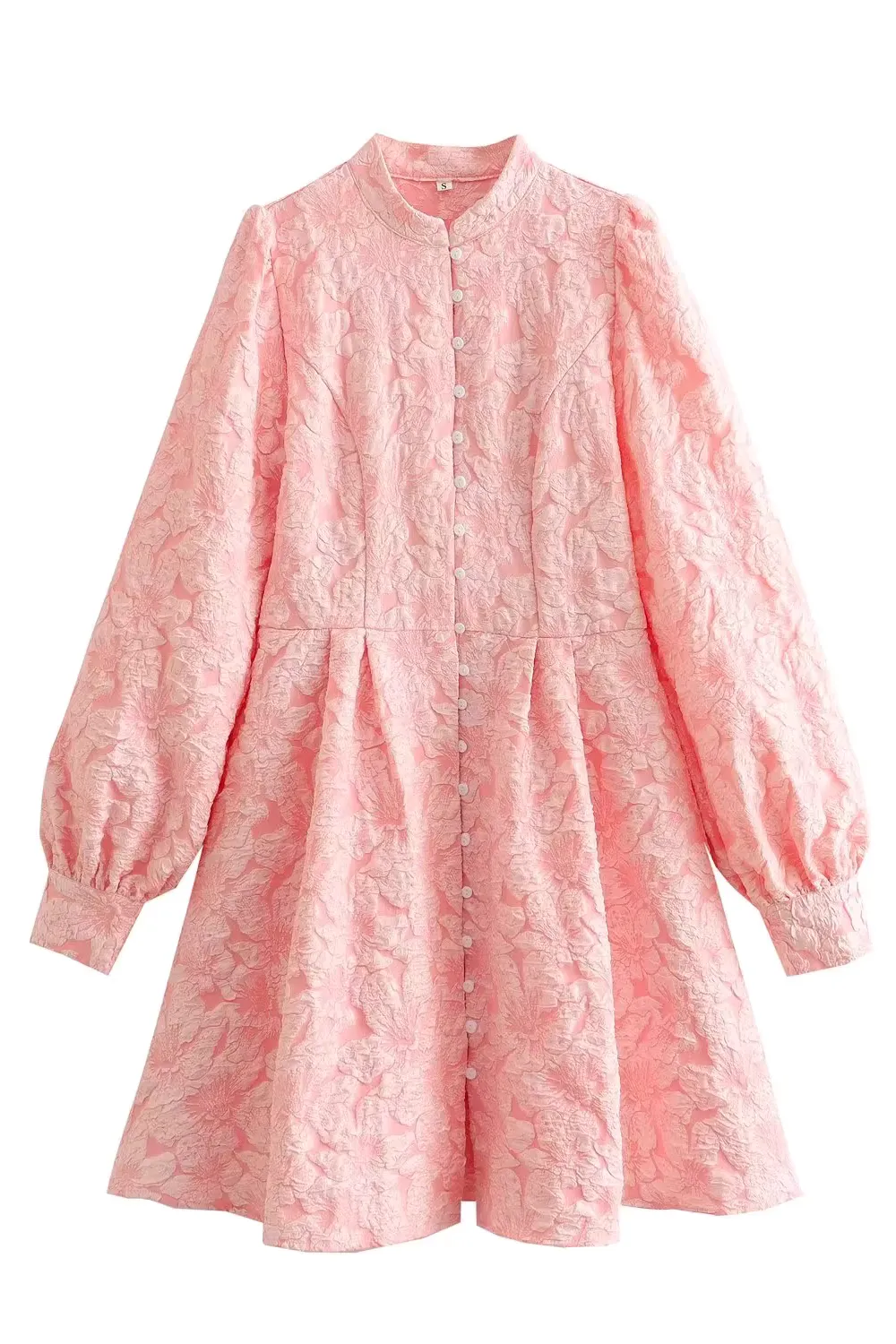 'Tayla' Floral Jacquard Puff Sleeve Dress sold by Goodnight Macaroon