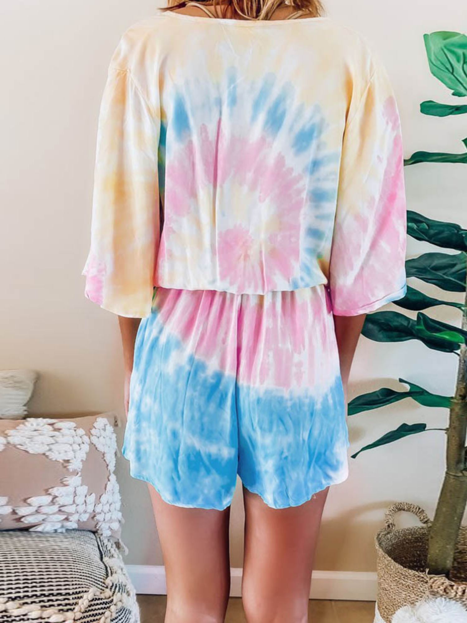 'Yoyo' Tie Dye Elastic Waist Wrap Romper sold by Goodnight Macaroon product image thumbnail 2