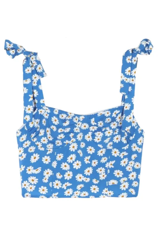 'Katerina' Floral Sleeveless Smocked Crop Top sold by Goodnight Macaroon