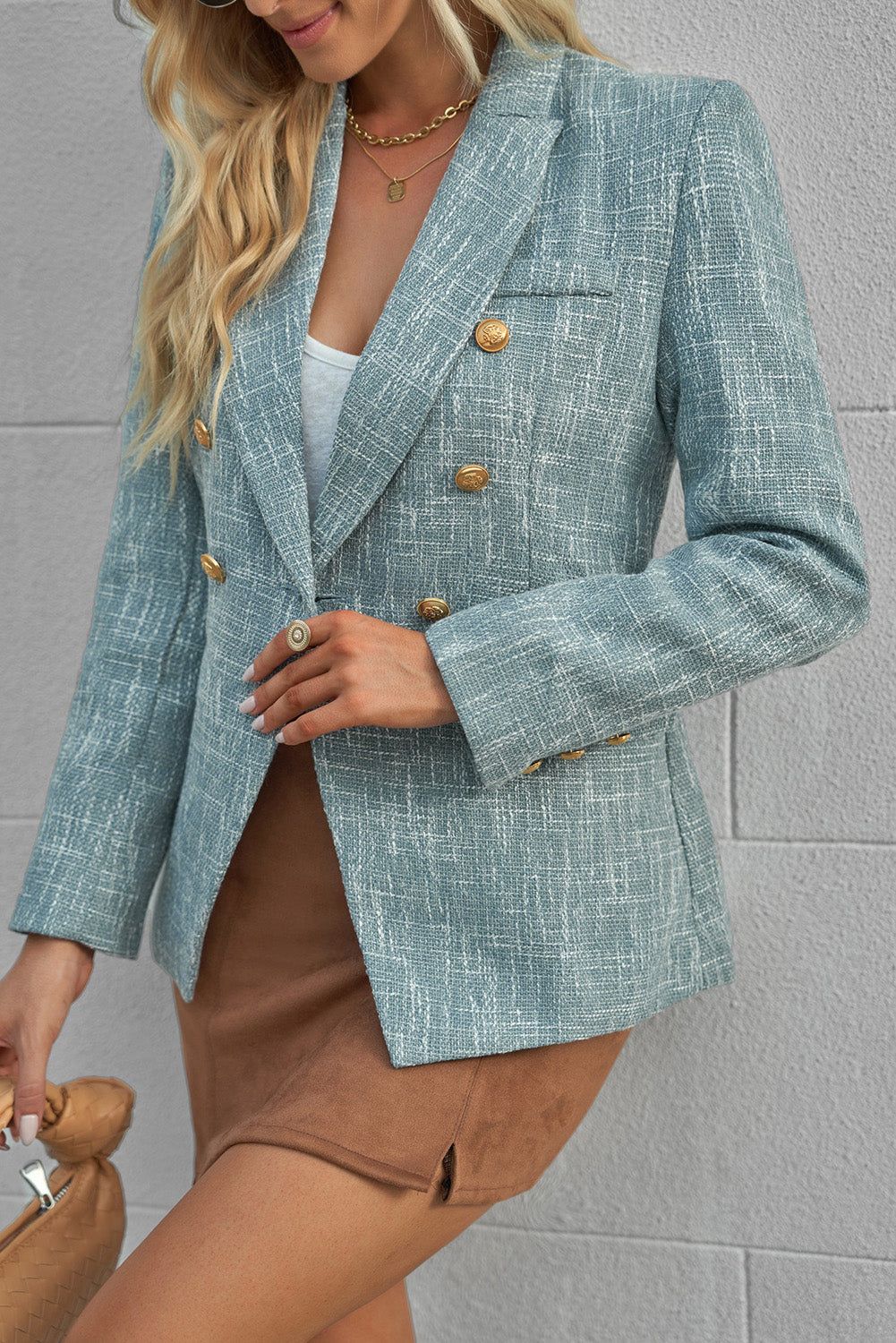 'Adonia' Heathered Double-Breasted Blazer sold by Goodnight Macaroon product image thumbnail 5