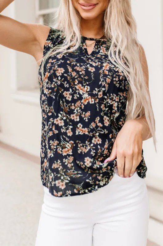 Floral Print Cutout Round Neck Tank Top sold by Goodnight Macaroon