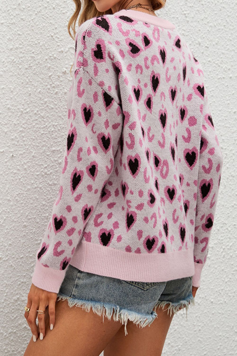 Crew Neck Heart Print Sweater #142233 sold by Goodnight Macaroon product image thumbnail 4
