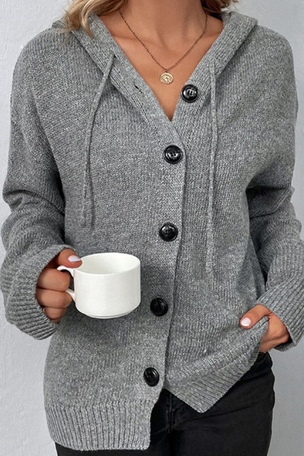'Poppy' Buttoned Hooded Sweater (3 Colors) sold by Goodnight Macaroon product image thumbnail 4