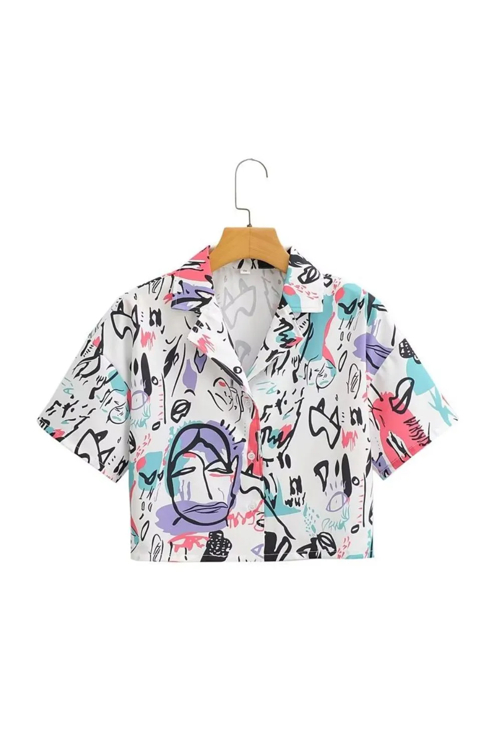 ‘Zlata’ Vintage Short Sleeve Printed Shirt Top sold by Goodnight Macaroon