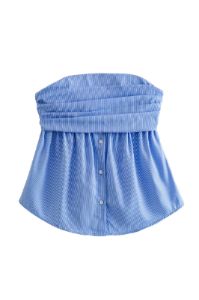 Straight Collar off Shoulder Stretch Poplin Top #186495 sold by Goodnight Macaroon