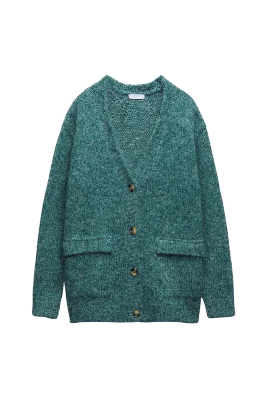 'Kayla' V-Neck Loose Knitted Cardigan (2 Colors) sold by Goodnight Macaroon