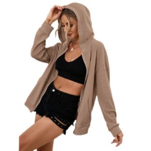 Zip Up Waffle Knit Hoodie #77110 sold by Goodnight Macaroon