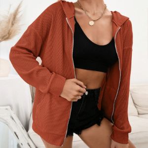 Zip Up Waffle Knit Hoodie #77110 sold by Goodnight Macaroon