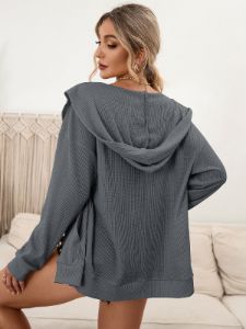 Zip Up Waffle Knit Hoodie #77110 sold by Goodnight Macaroon