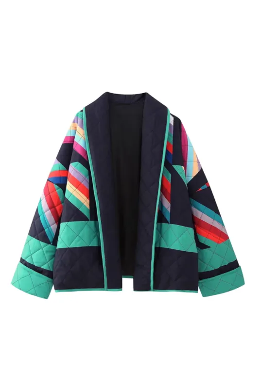 'Bethany' Striped Pattern Diamond Quilted Jacket sold by Goodnight Macaroon