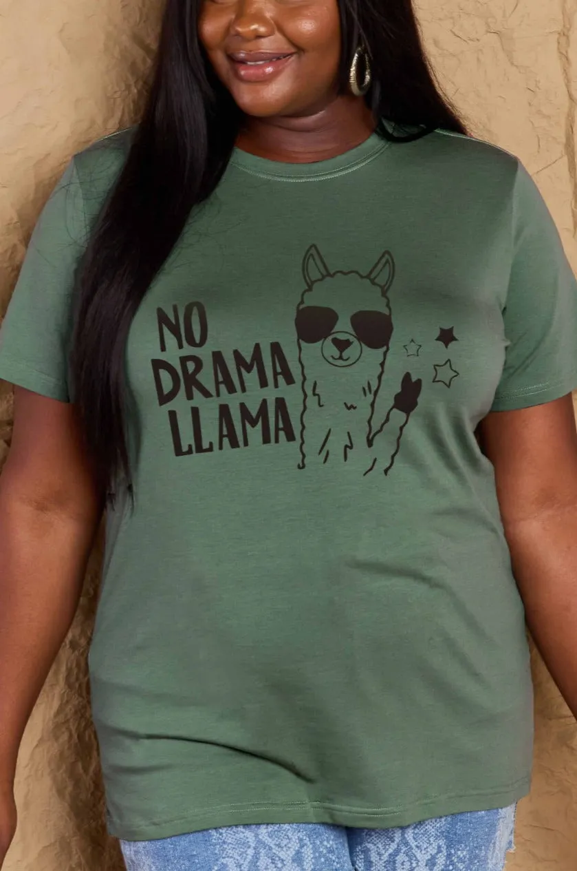 Full Size NO DRAMA LLAMA Graphic Cotton Tee sold by Goodnight Macaroon