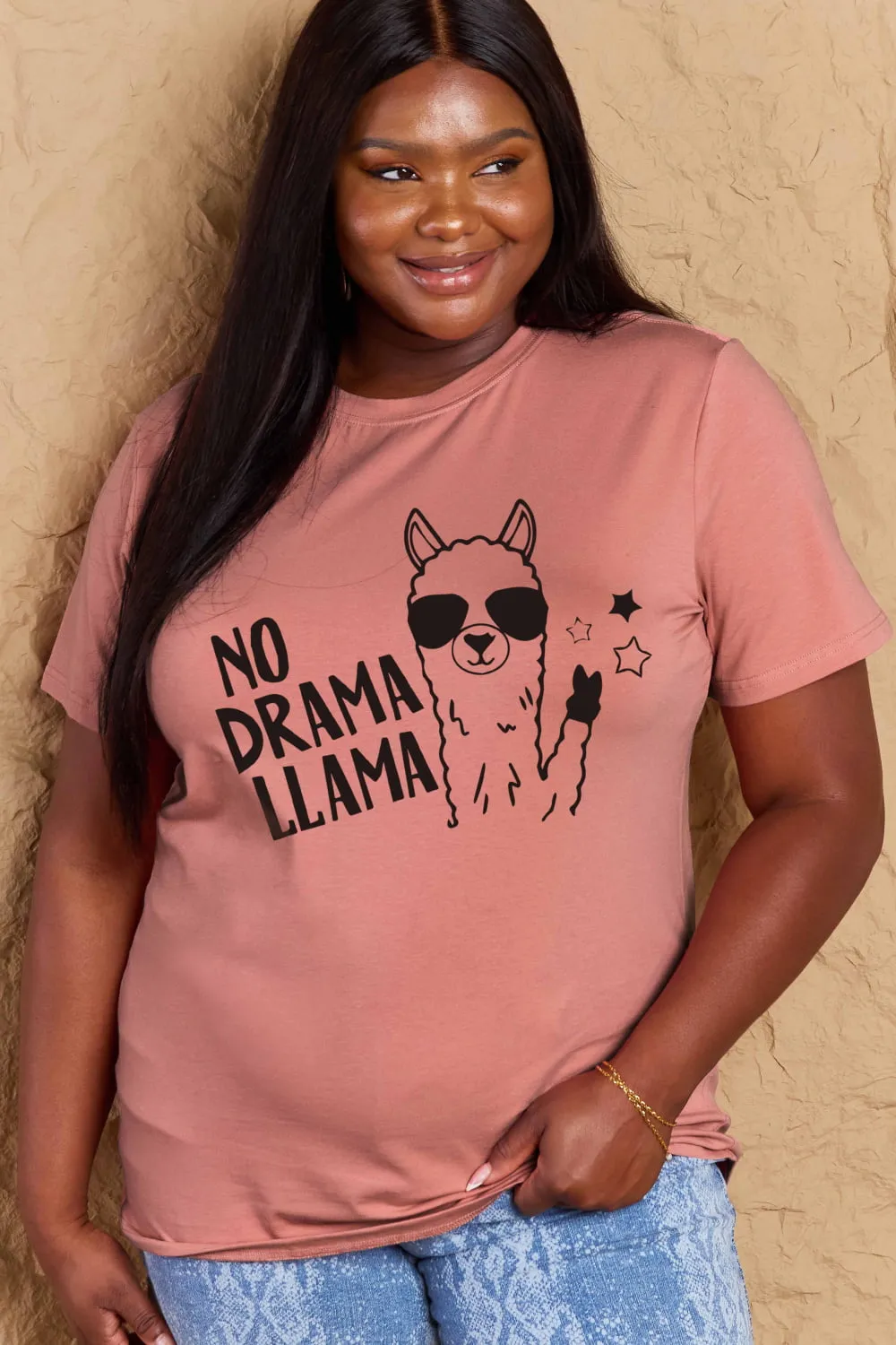 Full Size NO DRAMA LLAMA Graphic Cotton Tee sold by Goodnight Macaroon product image thumbnail 4