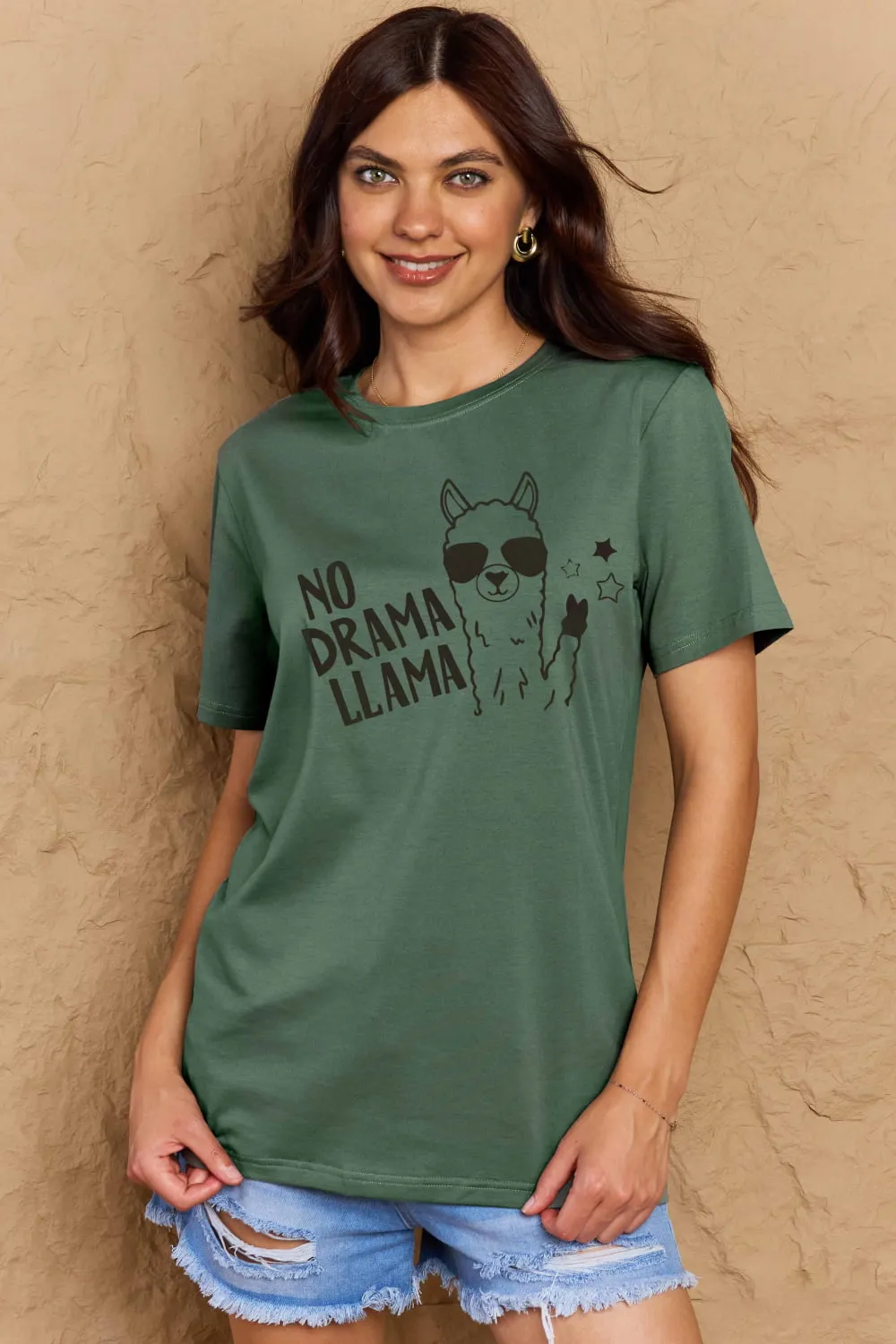 Full Size NO DRAMA LLAMA Graphic Cotton Tee sold by Goodnight Macaroon product image thumbnail 5
