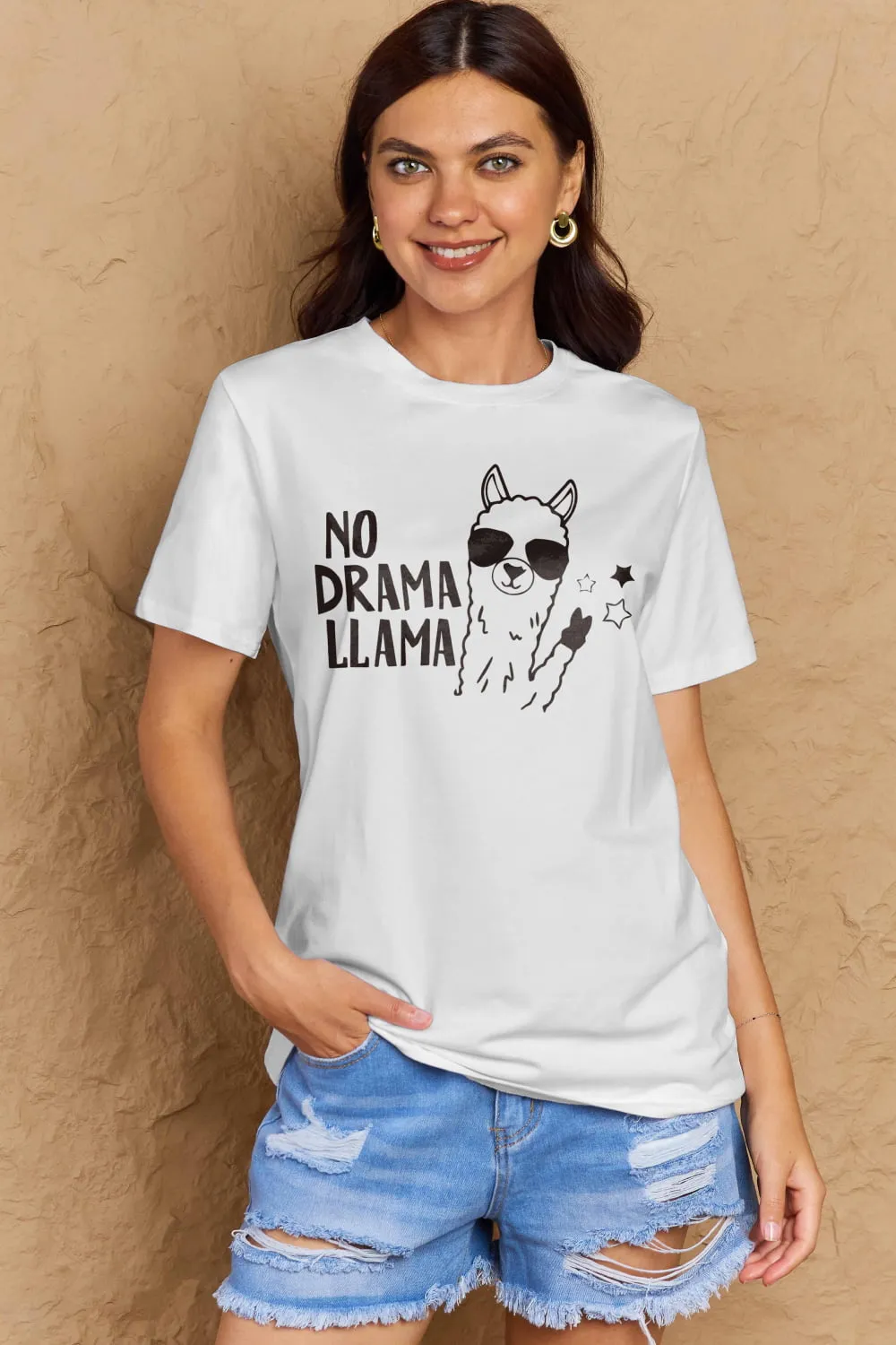 Full Size NO DRAMA LLAMA Graphic Cotton Tee sold by Goodnight Macaroon product image thumbnail 3