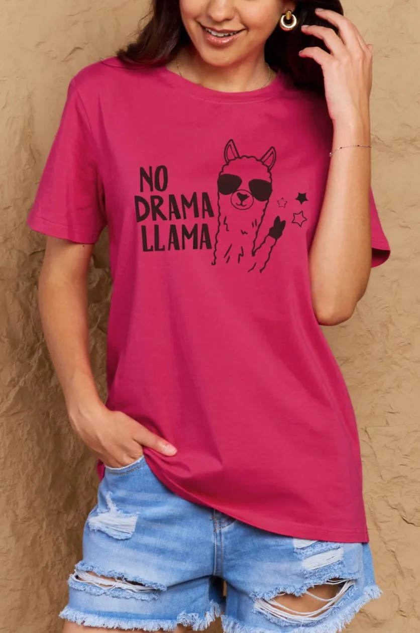 Full Size NO DRAMA LLAMA Graphic Cotton Tee sold by Goodnight Macaroon product image thumbnail 2