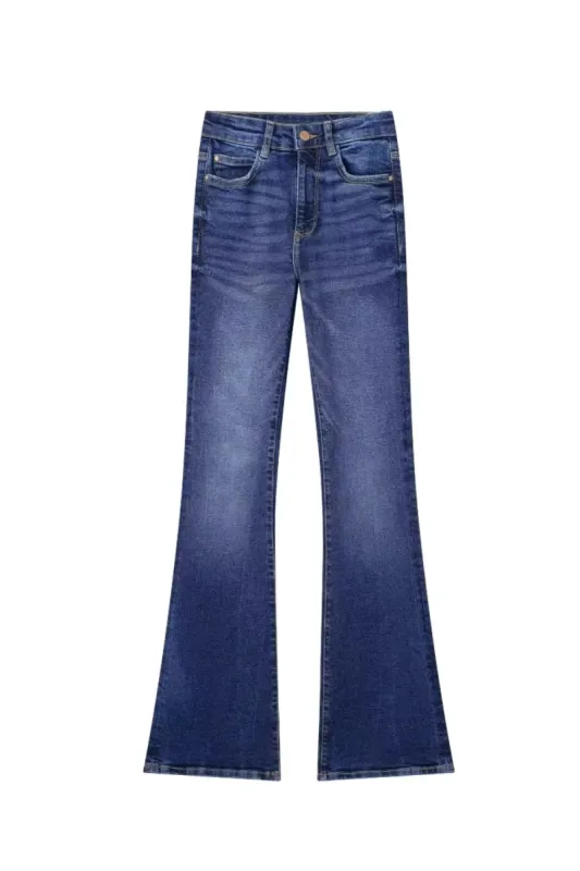 'Alina' High-Waist Flared Denim Pants (3 Colors) made by Goodnight Macaroon