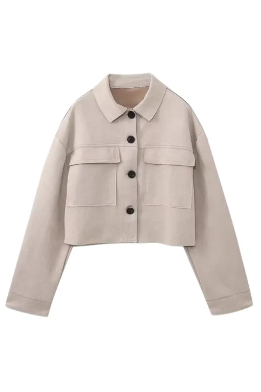 'Zola' Faux Suede Cropped Jacket sold by Goodnight Macaroon