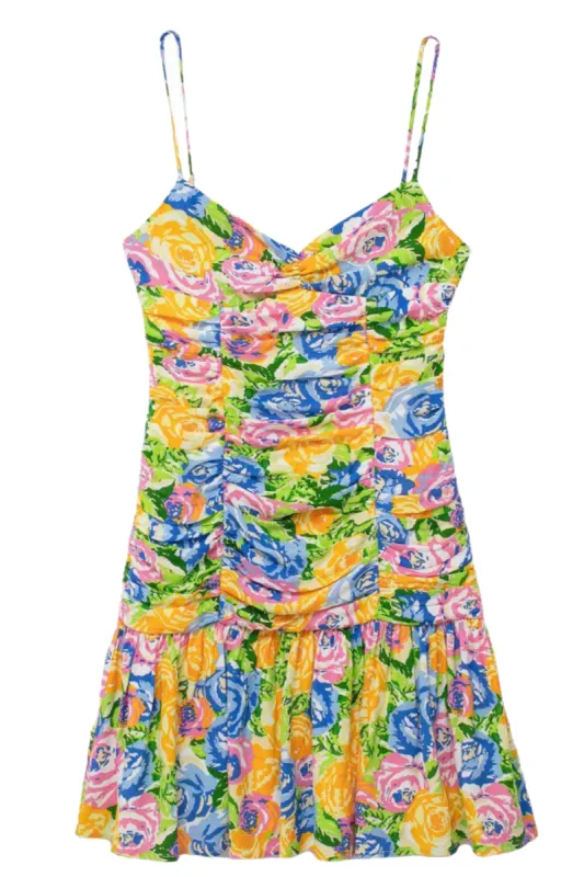 'Olivia' V-Neck Floral Printed Pleated Dress made by Goodnight Macaroon