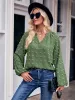 Swiss Dot Notched Neck Long Sleeve Blouse sold by Goodnight Macaroon