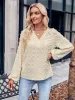 Swiss Dot Notched Neck Long Sleeve Blouse sold by Goodnight Macaroon