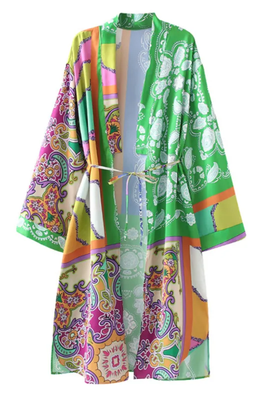 'Hilda' Paisley Stand Collar Open Front Kimono sold by Goodnight Macaroon