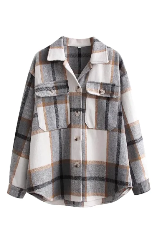 'Whittney' Collared Plaid Shirt Jacket sold by Goodnight Macaroon