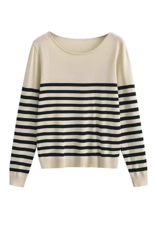 'Penelope' Round-Neck Stripe Pullover (2 Colors) sold by Goodnight Macaroon