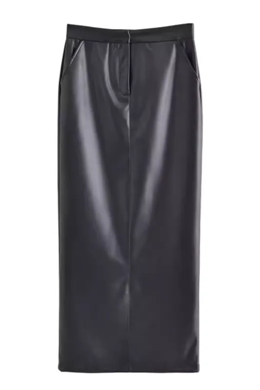 'Lydia' High-Waist Slit Midi Skirt sold by Goodnight Macaroon
